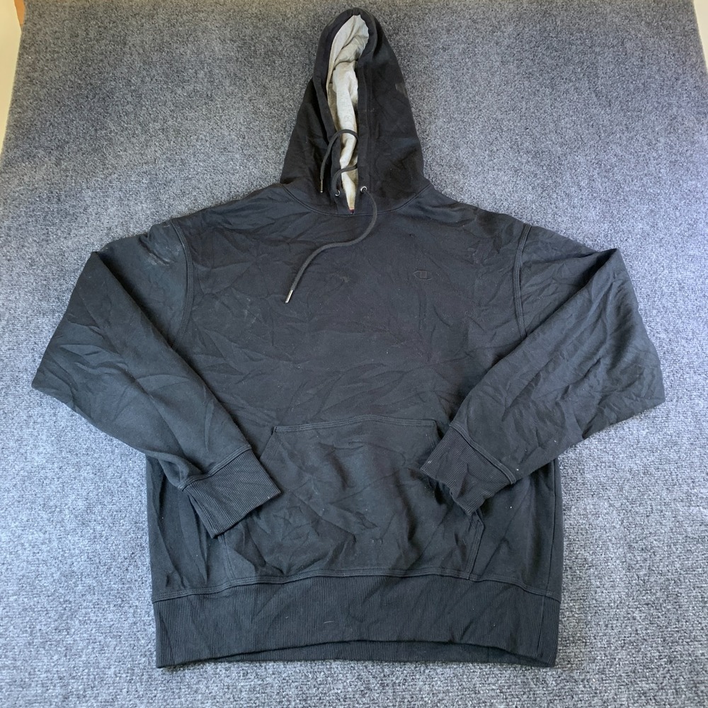 Champion Powerblend Hoodie Mens Large Black Fleece Lined Pullover Athleticwear